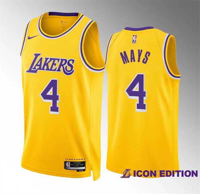 Men's Los Angeles Lakers #4 Skylar Mays Yellow Icon Edition Stitched Basketball Jersey Dzhi